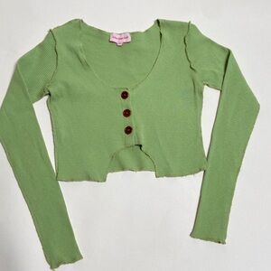 NWOT Lisa Says Gah ~ Green Long Sleeve Cropped Cardigan